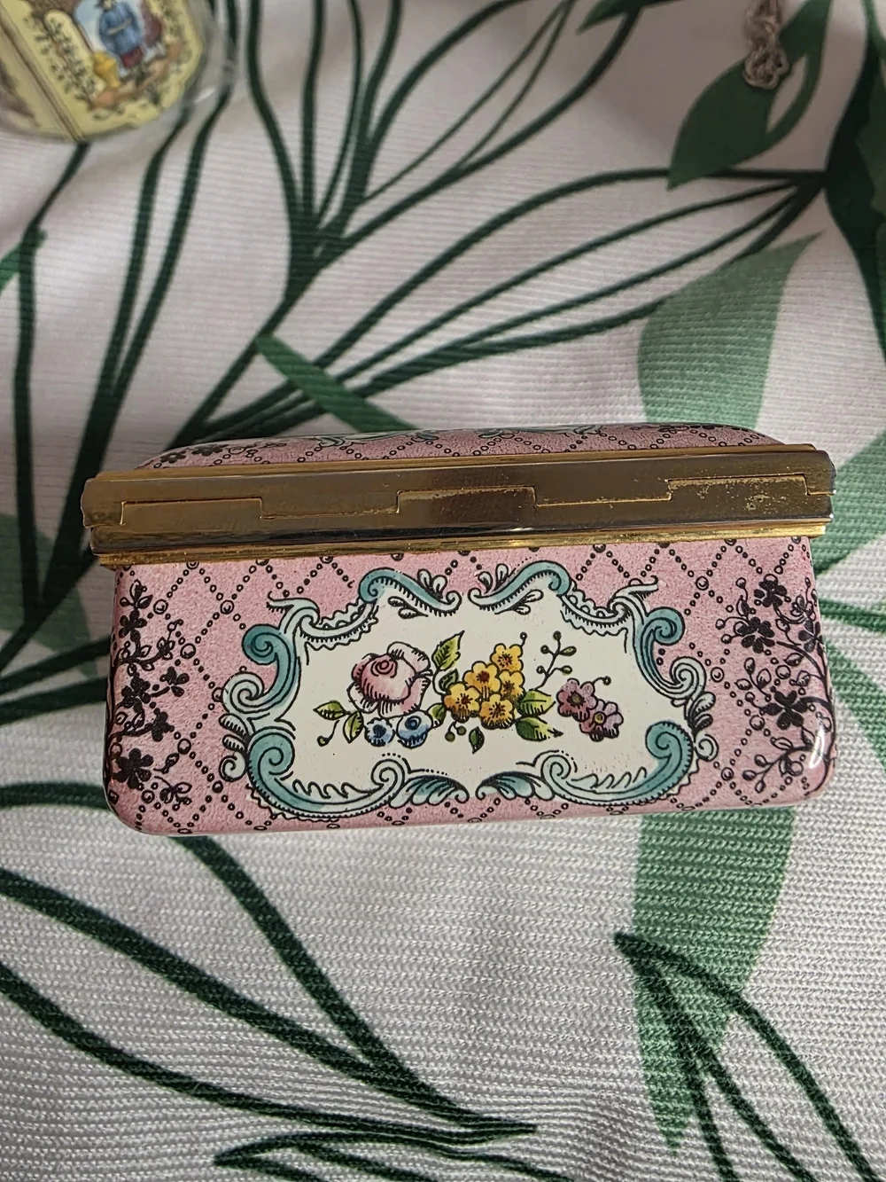 Vintage Halcyon Days Enamels Floral Trinket Box Pink Bilston Battersea England